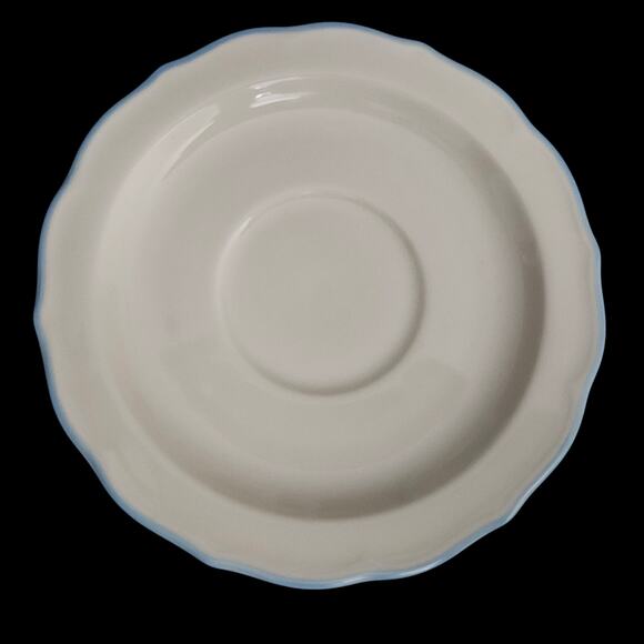 Hallmark Auntie Em Cups & Saucers Set 4 Mugs 4 Plates Blue Trim Japan Stoneware - Picture 3 of 8